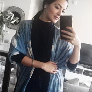 Long Heron Bird Printed Kimono